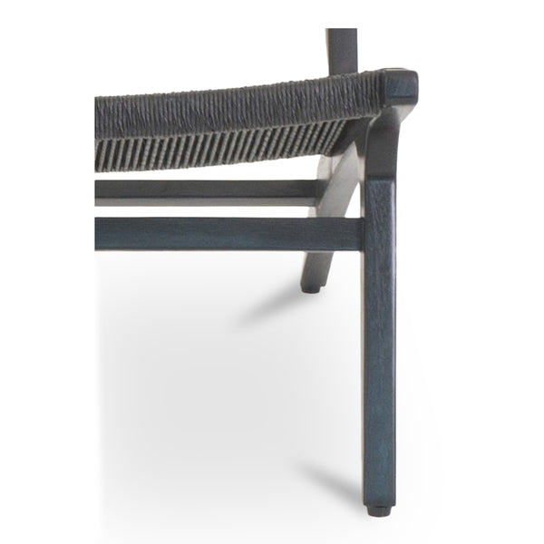 Palma Outdoor Lounge Chair in Black Teak and Wicker