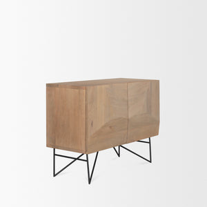 Darwin Light Brown Wooden 2 Door w/ 2 Shelves Accent Cabinet