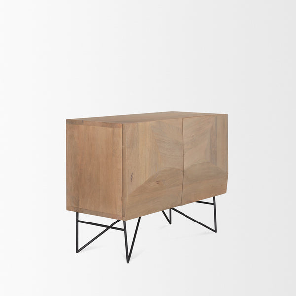 Darwin Light Brown Wooden 2 Door w/ 2 Shelves Accent Cabinet