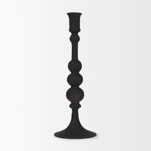 Haute Large Matte Black Blown Glass Candlestick