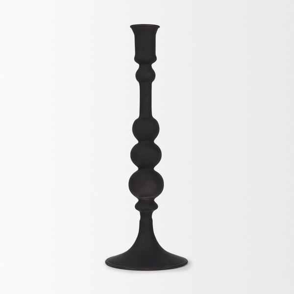 Haute Large Matte Black Blown Glass Candlestick