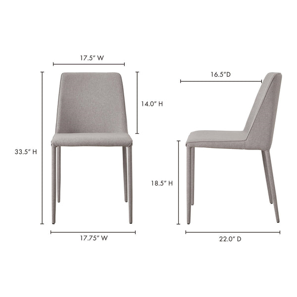 Nora Dining Chair Light Grey - Set of Two