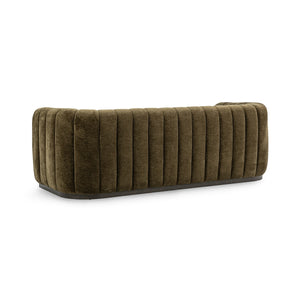 Vanty Upholstered Sofa in Olive Green with Wood Plinth
