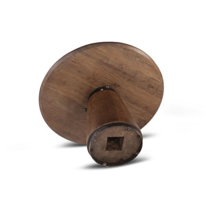 Industrial Modern 40-Inch Round Adjustable Acacia Wood Dining Table