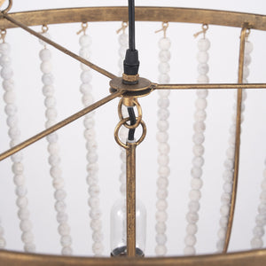 Rhone Gold Metal and Wood Beaded Chandelier