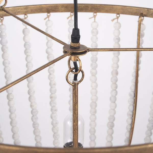 Rhone Gold Metal and Wood Beaded Chandelier