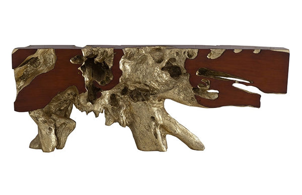 Freeform Console Table, Gold Leaf, Faux Bois, LG