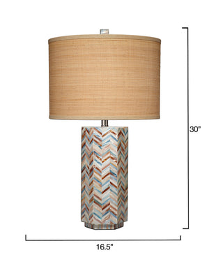 Lucille Mother of Pearl Table Lamp with Raffia Shade