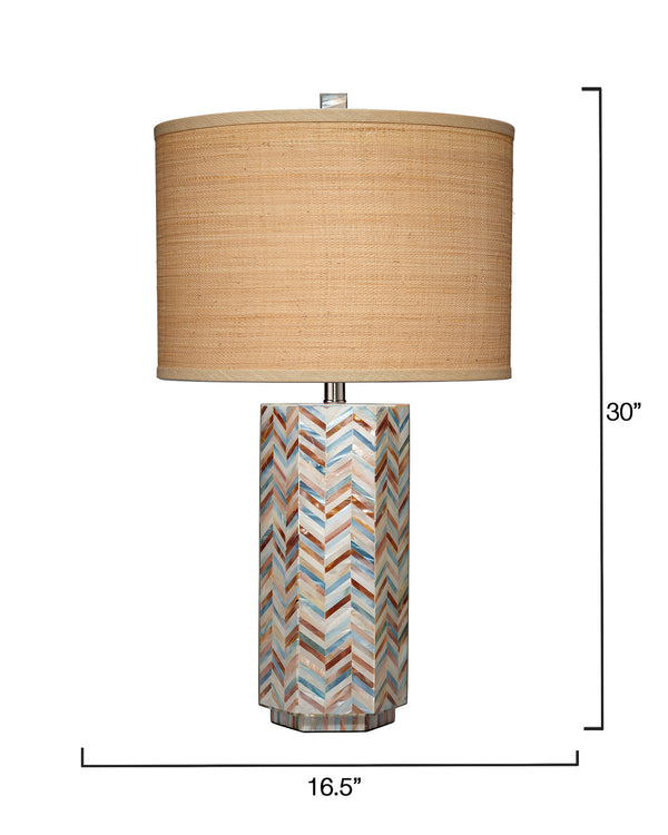 Lucille Mother of Pearl Table Lamp with Raffia Shade