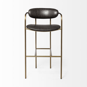 Parker Brown Faux Leather Seat Gold Metal Bar Stool