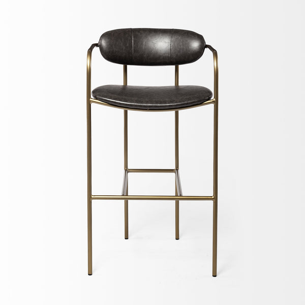 Parker Brown Faux Leather Seat Gold Metal Bar Stool