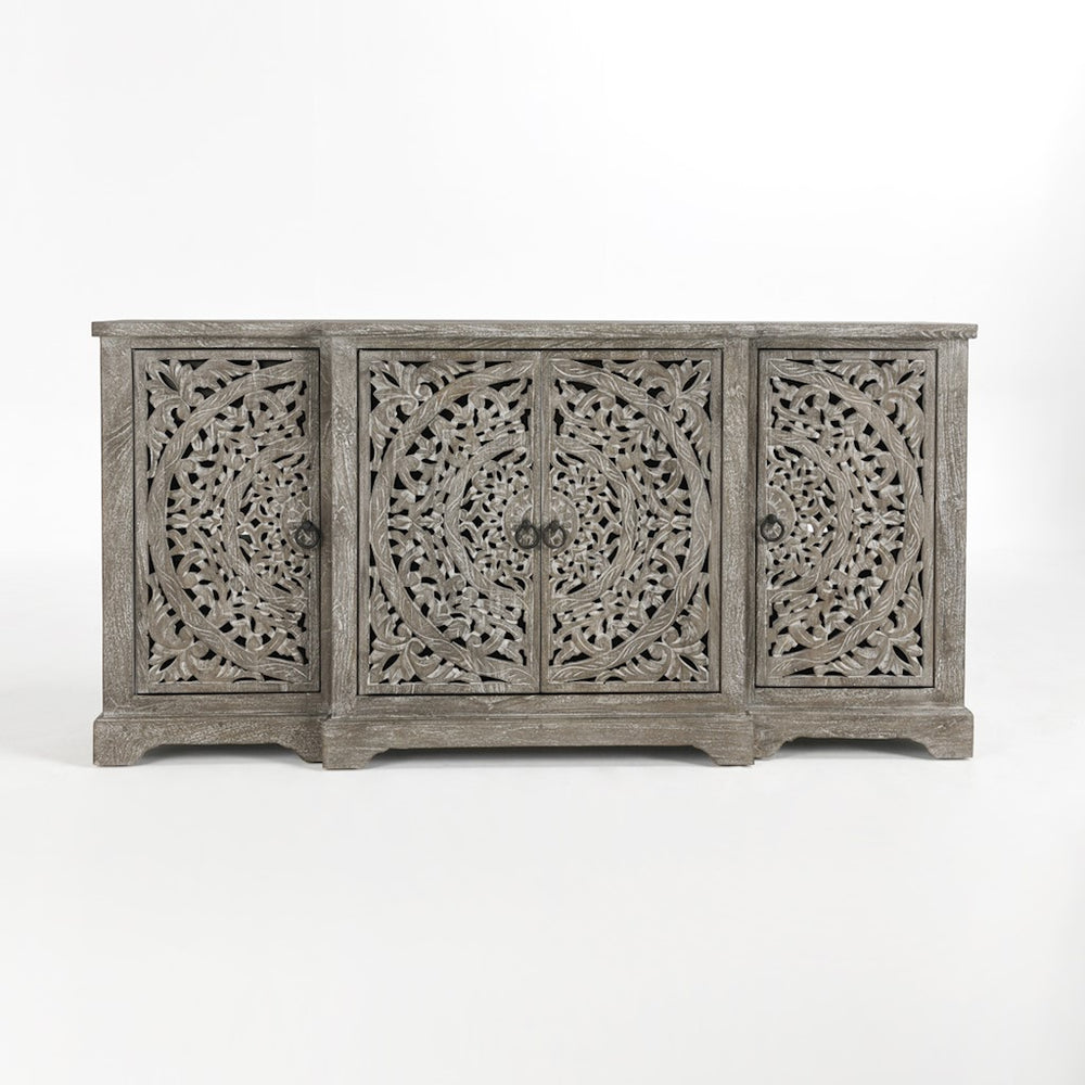 Harmony Solid Wood Breakfront Cabinet - Vintage Gray