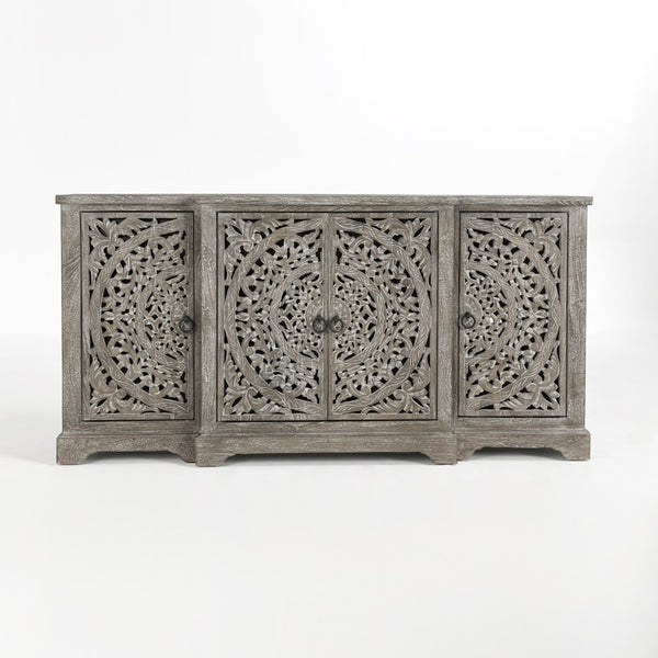 Harmony Solid Wood Breakfront Cabinet - Vintage Gray