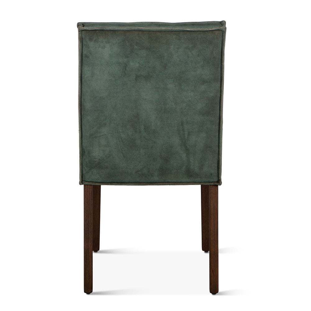 Madison Side Chair Green Velvet, Weathered Teak Legs