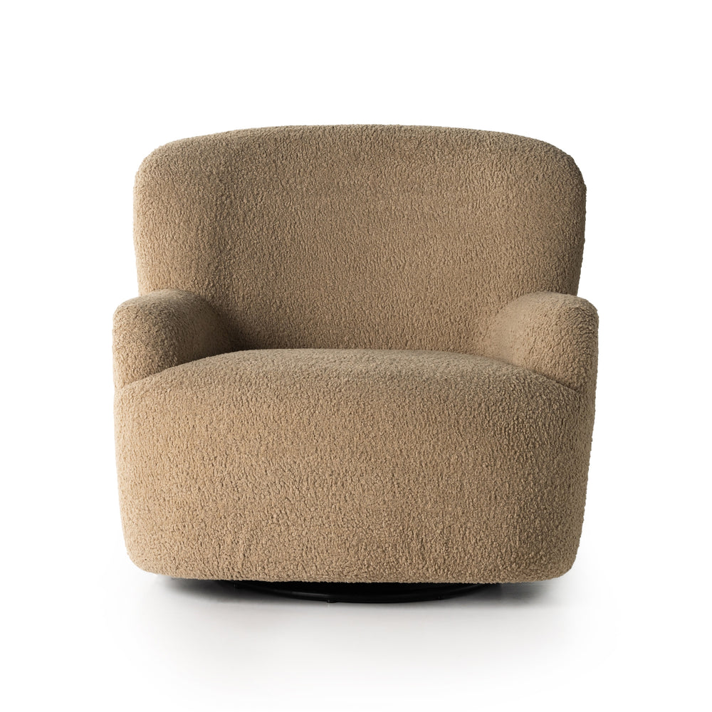 Kadon Swivel Chair In Sheepskin Camel