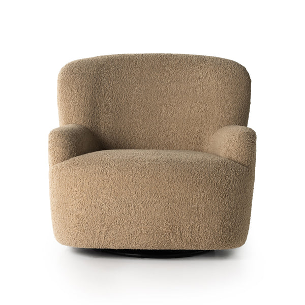 Kadon Swivel Chair In Sheepskin Camel
