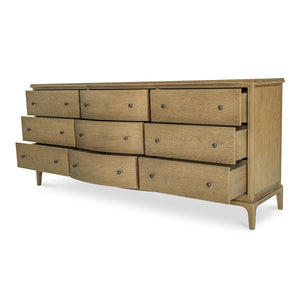 Sadie 9 Drawer Dresser in Brown Oak Finish