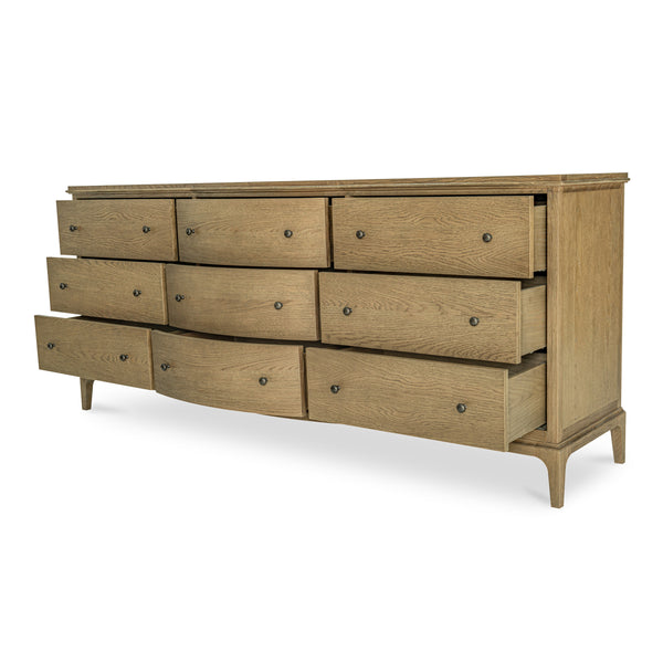 Sadie 9 Drawer Dresser in Brown Oak Finish