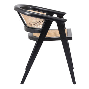 Seine Rattan Dining Arm Chair In Black/ Natural