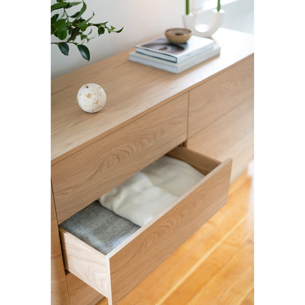 Moe's Round Off Six-Drawer Light Oak Dresser
