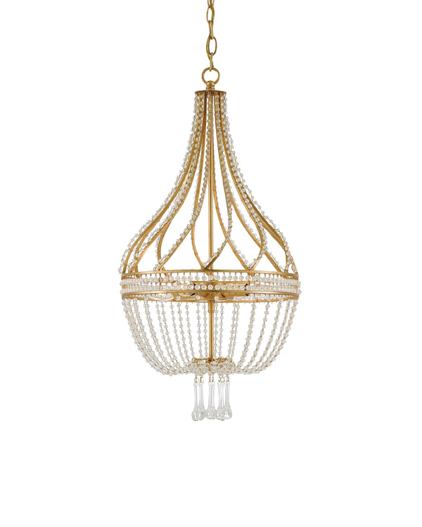 Ingénue Gold Chandelier In Antique Gold Leaf