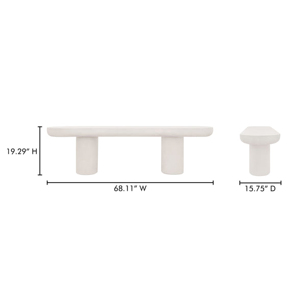 Moe's Rocca Bench in Cream Finish