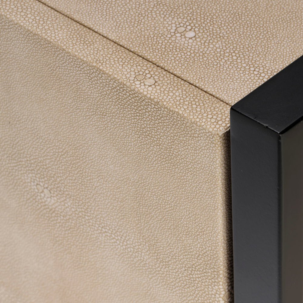 Cassius Faux Shagreen 1-Drawer Side Table, Taupe 