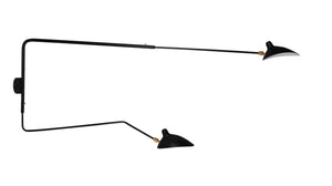 Astrom Two Armed Wall Lamp in Black w/ Brass Accent