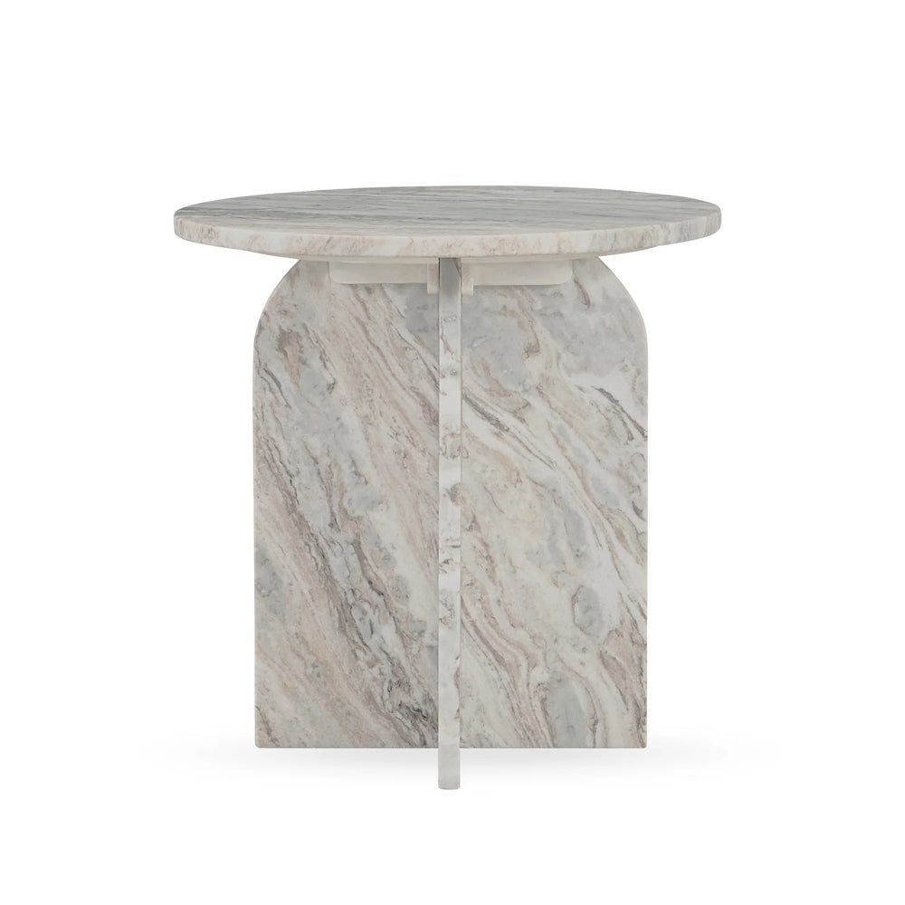 Reilly Marble Round Accent Table Small - Rusty Gray