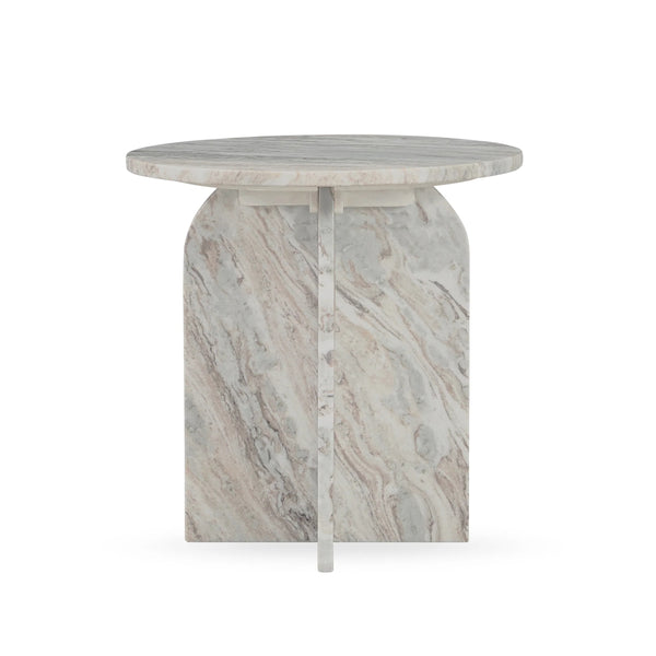 Reilly Marble Round Accent Table Small - Rusty Gray