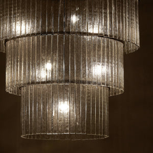 Meredith Large Chandelier in Clear Textured Glass