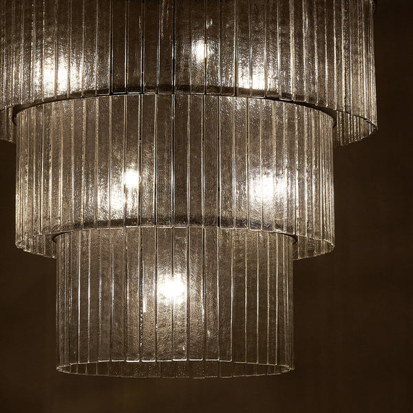 Meredith Large Chandelier in Clear Textured Glass
