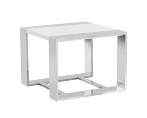 DALTON END TABLE - STAINLESS STEEL - HIGH GLOSS WHITE