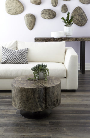 Clover Coffee Table, Chamcha Wood, Grey Stone
