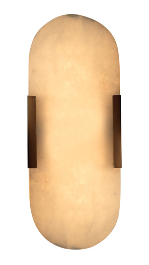 Delphi 2-Light Alabaster Wall Sconce, Antique Brass Metal