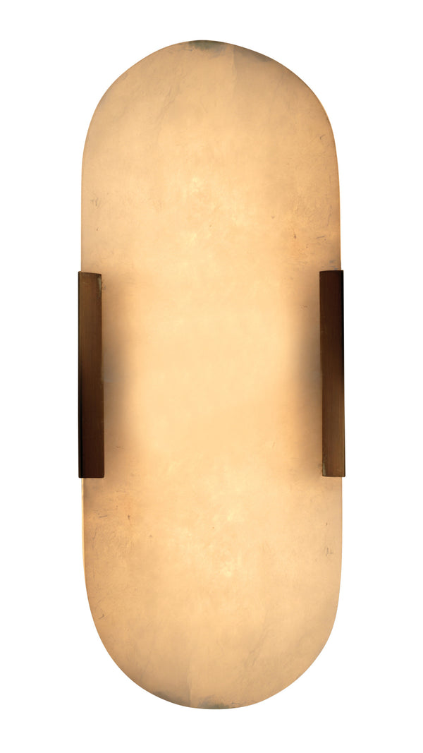 Delphi 2-Light Alabaster Wall Sconce, Antique Brass Metal