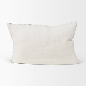 Jayne Cream w/ Indigo Print Linen Lumbar Decorative Pillow Cover