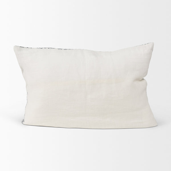Jayne Cream w/ Indigo Print Linen Lumbar Decorative Pillow Cover