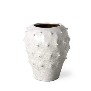 Julian Small Glossy White Ceramic Spoked Vase