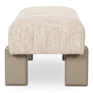Priya Bench Off White with High-Gloss Iron Legs