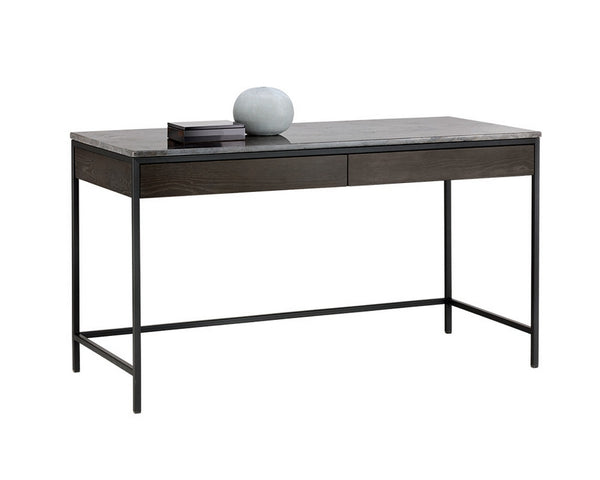 Stamos Desk - Black - Light Grey Marble / Charcoal Grey
