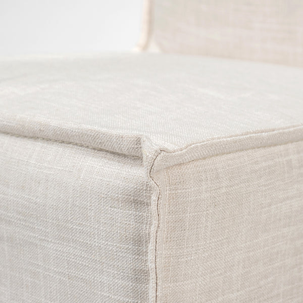 Elbert I Cream Fabric Slip-Cover Brown Wooden Base Dining Chair