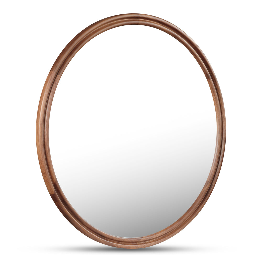 Alcott Large Round Mirror in Walnut