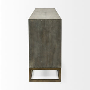 Genevieve II 70x15.8 Gray Fir Veneer W/Gold Metal Frame Base 9 Drawer Sideboard