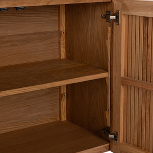 Roya Solid Wood 4-Door Cabinet in Tawny Brown Finish