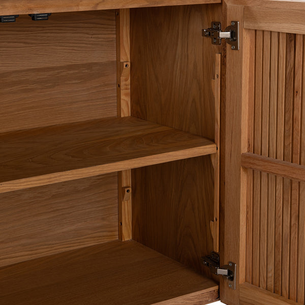 Roya Solid Wood 4-Door Cabinet in Tawny Brown Finish