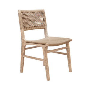 RATTAN WRAPPED DINING CHAIR IN MATTE CERUSED OAK
