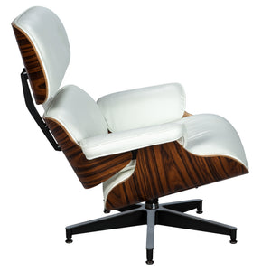 REYS LOUNGE CHAIR & OTTOMAN - WHITE LEATHER