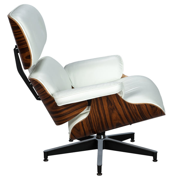 REYS LOUNGE CHAIR & OTTOMAN - WHITE LEATHER