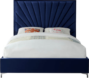Wilfred Queen Bed In Navy Velvet